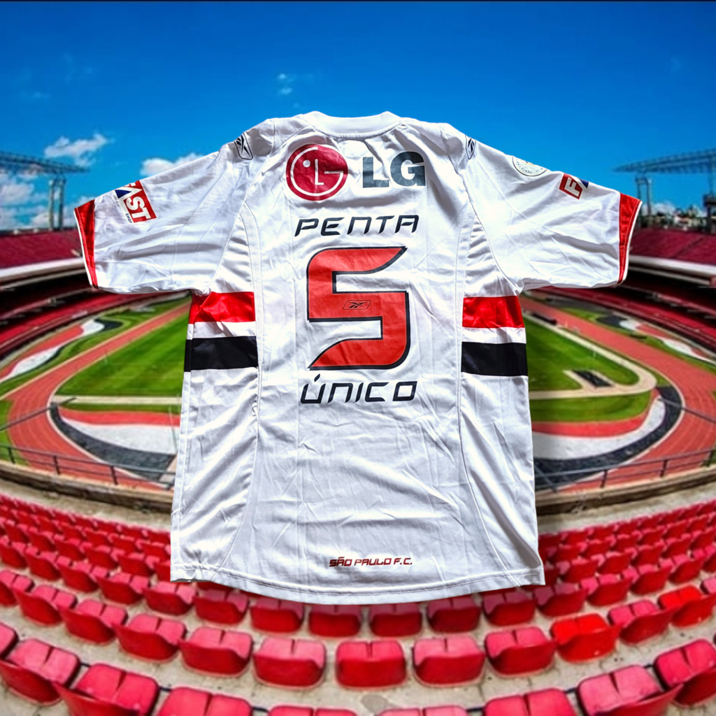 M) Camisa 1 São Paulo Branca Reebok LG 2007/2008 #5 Penta Único