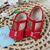 Sapato Infantil Verniz Laço Duplo com Strass - Vermelho