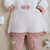 Conjunto de Bebê Vestido e Meia Calça Tricot Pontilhado Chamel - Branco com Rosê - comprar online