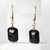 Brinco Retangular Pedra Obsidiana Negra Anzol Dourado - comprar online
