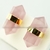 Brinco Micro Bi Ponta Envolto Pedra Quartzo Rosa Dourado