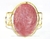 Bracelete Fixo Pedra Quartzo Morango Grande Dourado on internet