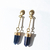 Brinco Pontinha Pedra Estrela Azul dependurado Dourada - comprar online