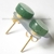 Brinco Botton Pedra Quartzo Verde Pino Tarraxa Banho Dourado - comprar online