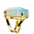 Anel Pedra Da Lua Opalina Cabochao Oval Banhado Dourado - comprar online