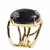 Anel Obsidiana Flocos de Neve Cabochão Oval Pequeno Dourado - comprar online