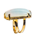 Anel Pedra da Lua Retangular Cabochao Dourado Aro Ajustavel - buy online