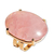 Anel Quartzo Rosa Oval Pedra Natural Dourado Aro Ajustavel