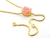Colar Gravata Pedra Quartzo Rosa Natural Dourado