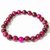 Pulseira Bolinha 8mm Pedra Olho de Tigre Rosa Fio Silicone