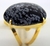 Anel Obsidiana Flocos de Neve Cabochão Oval Pedra Dourado - Distribuidora CristaisdeCurvelo
