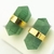 Brinco Micro Bi Ponta Envolto Pedra Quartzo Verde Dourado