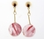 Brinco Disco Pedra Cherry Rosa Tarracha Dourado - comprar online