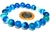 Pulseira Bolinha Pedra Agata Azul Rolada Fio Silicone na internet
