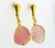 Brinco Cesta Amarrada Pedra Quartzo Rosa Dourado - comprar online
