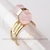 Anel Micro Pontinha Quartzo Rosa Bi Ponta Ajustavel Dourado - comprar online