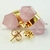 Brinco Micro Bi Ponta Envolto Pedra Quartzo Rosa Dourado - comprar online