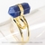 Anel Micro Pontinha Quartzo Azul Bi Ponta Ajustavel Dourado - comprar online