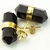Brinco Micro Bi Ponta Pedra Obsidiana Negra Envolto Dourado - comprar online