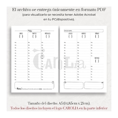 Planner semanal perpetuo - modelo vertical neutro - imprimible (PDF) en internet