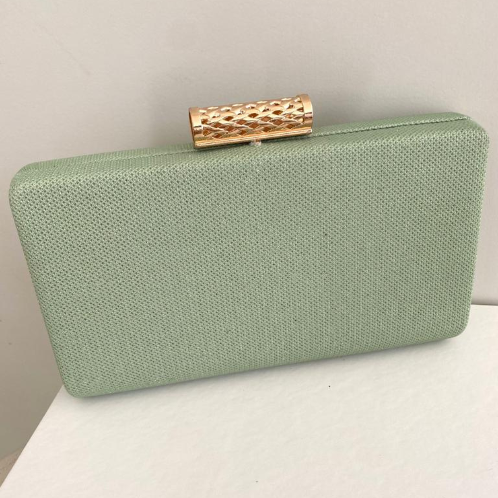 Clutch Carol Verde Menta com dourado - tytasemijoias
