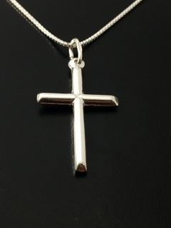 Corrente Cordão Prata Maciça 925 C/ Pingente Crucifixo 70cm - loja online