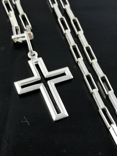 Corrente Cordão Prata Maciça 925 C/ Pingente Crucifixo 60cm - comprar online