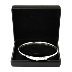 Pulseira Bracelete Redondo Grosso Feminina Prata 21Cm 6mm - Lojas La&Ny