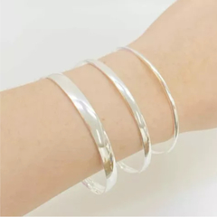 Conjunto 3 Bracelete Pulseira Largo Rigido Prata Legitima