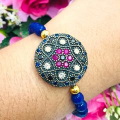 Pulseira Pedras Azul Modelo Estrela Prata Turca 925 na internet