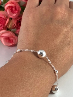 Pulseira Feminina Prata Maciça 925 19 Cm Bola 10mm - Lojas La&Ny