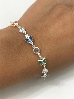 Pulseira Feminina Prata Maciça 925 Borboleta