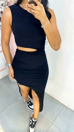 VESTIDO MIDI CANELADO MARI - comprar online