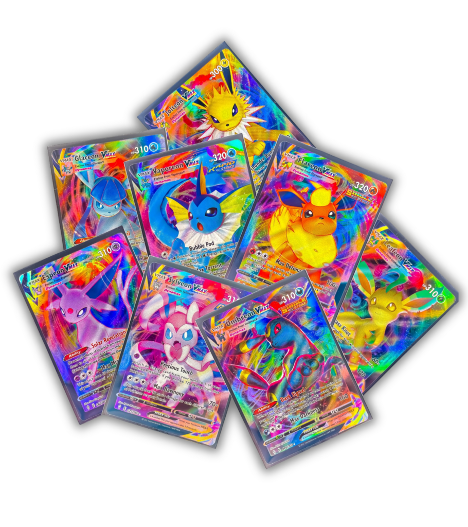 2 Cartas Pokemon Kit de Evoluções Sylveon Eevee Diversos Modelos Pronta  Entrega