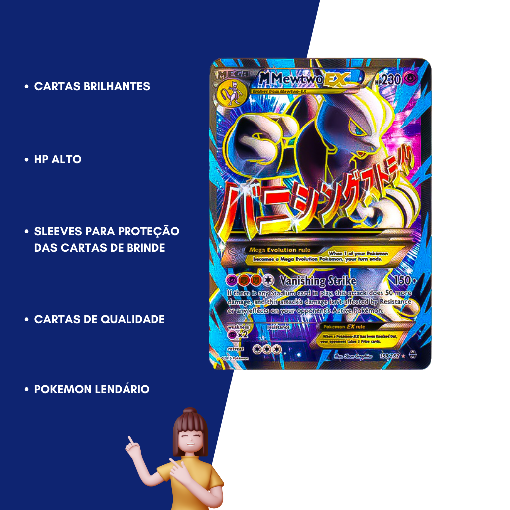 Carta Pokemon Mega Mewtwo Y Full Art / Cartinha Mega Mewtwo