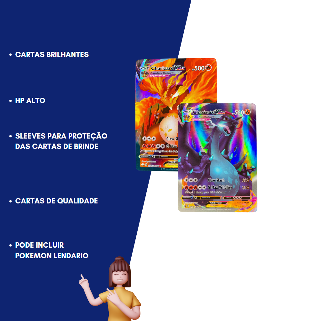 Kit 5 Cartinhas Pokémon Todas Brilhantes Fortes Em Português