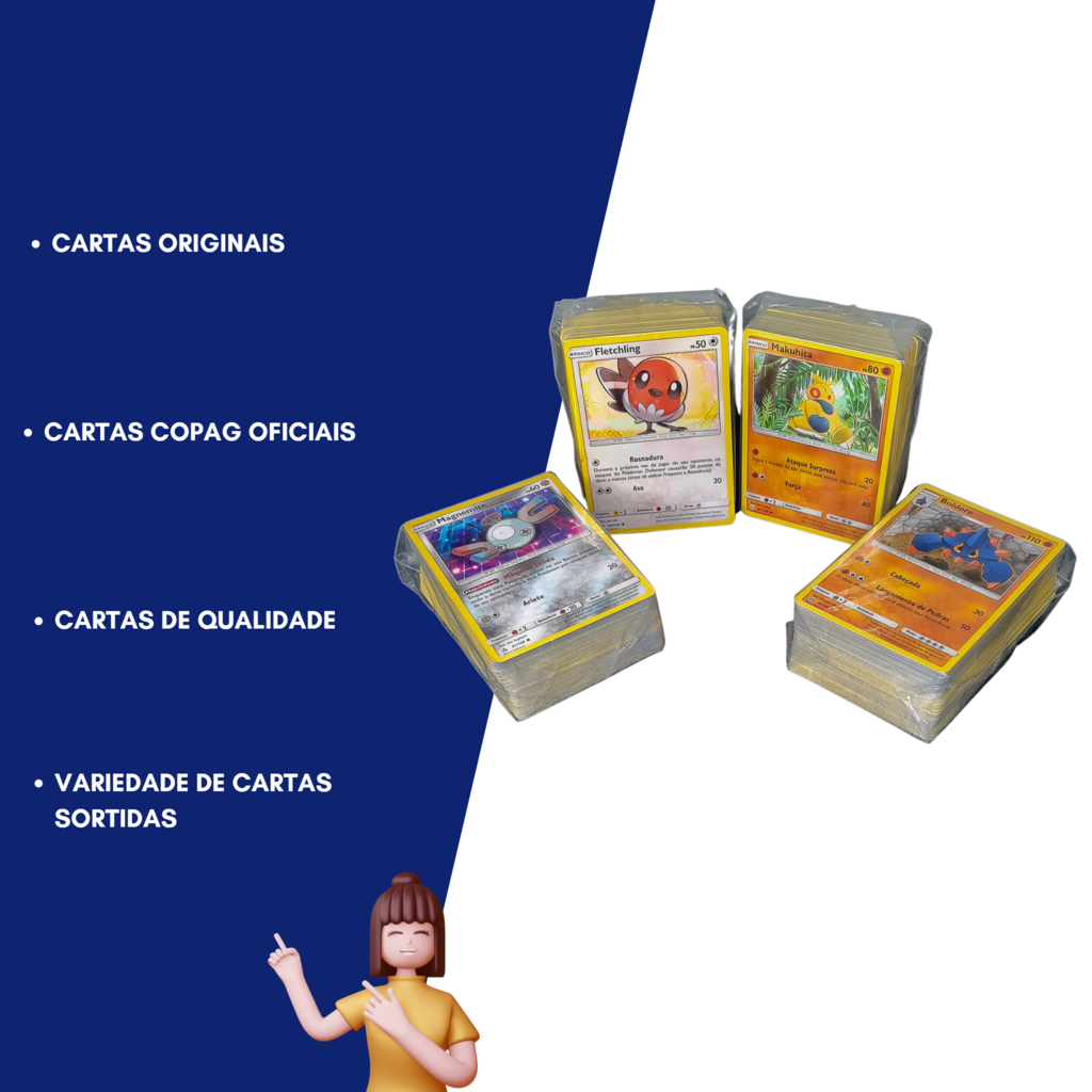 Kit 3 Cartas Pikachu Sem repetição Card Pokémon Original Copag