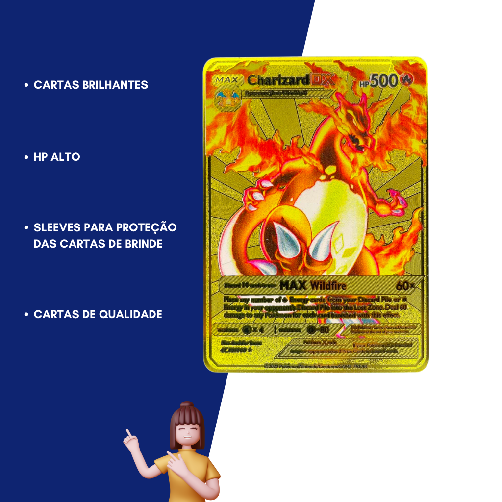 Carta Pokémon em Metal Charizard 800HP, Promoçoes