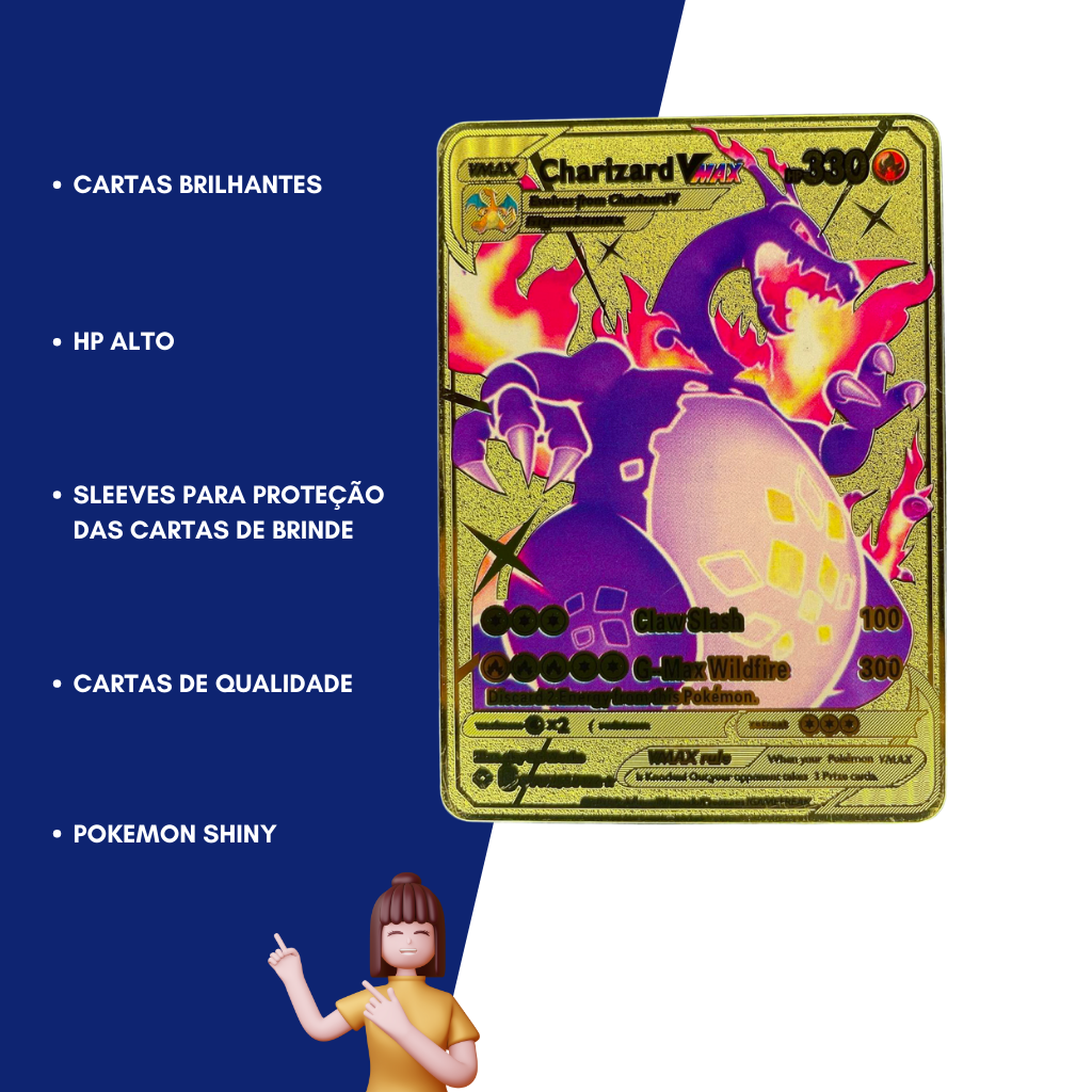 Charizard Vmax Shiny - Carta Pokemon De Metal - Escorrega o Preço