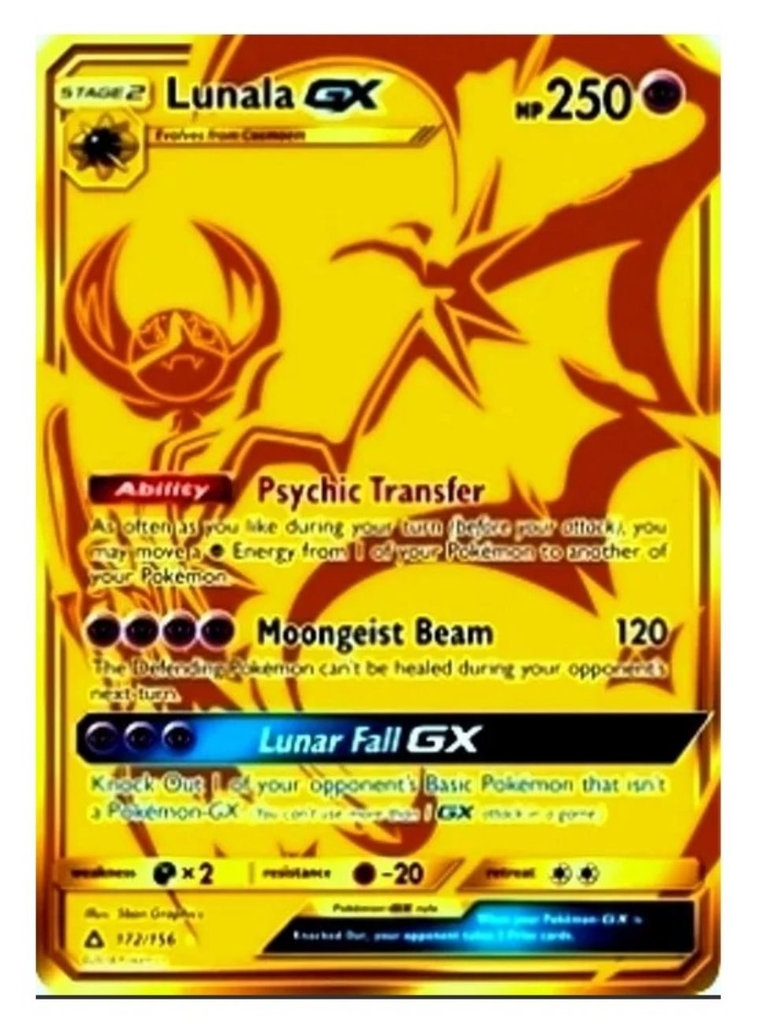 Lunala Gx Carta Pokemon Dourada