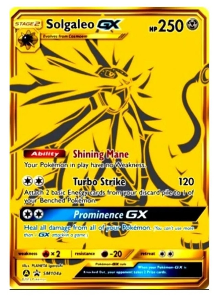 Carta Pokémon Lendário Solgaleo Gx Dourado Sol E Lua