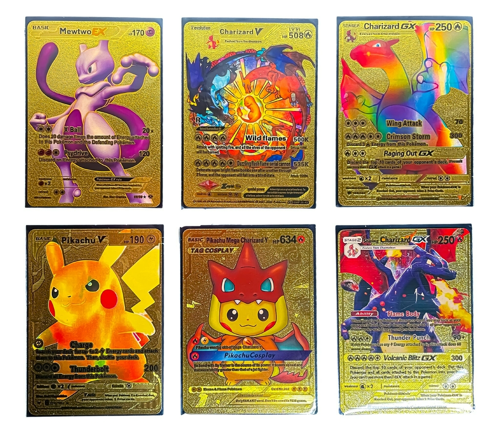 Cartas Pokemon Douradas Plastificadas