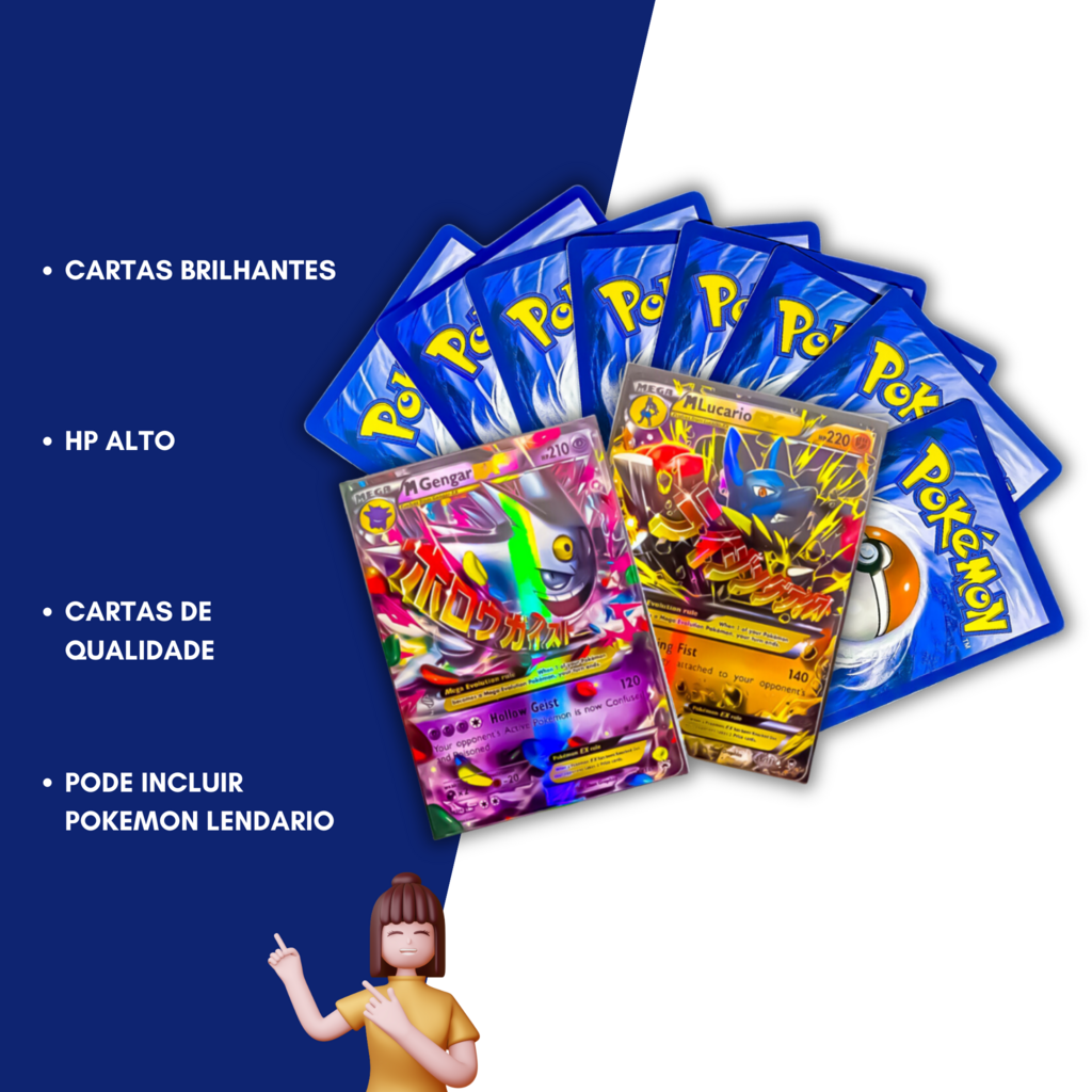 Kit de 5 - 30 Cartas Pokémon MEGA EX (Sem Repetidas)