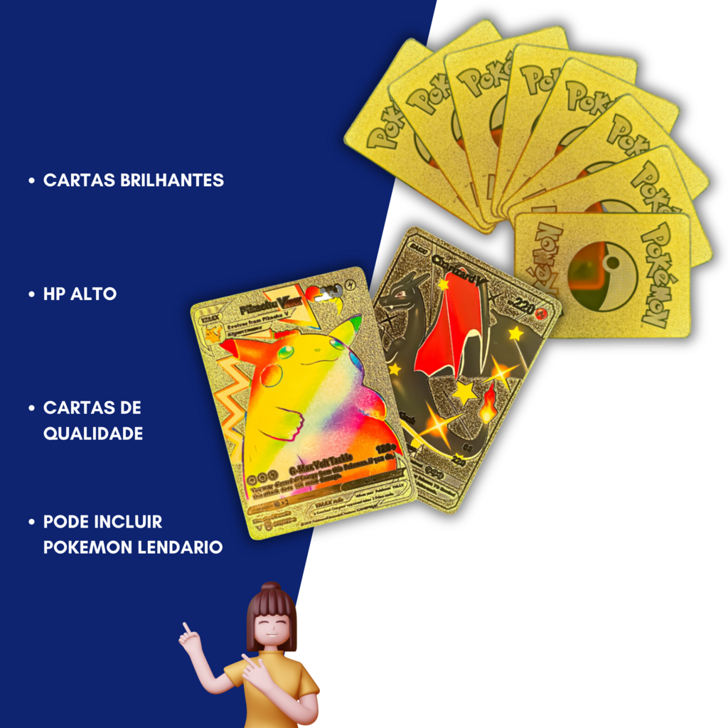 Kit 20 Cartas Pokémon Brilhantes - Pokemanos