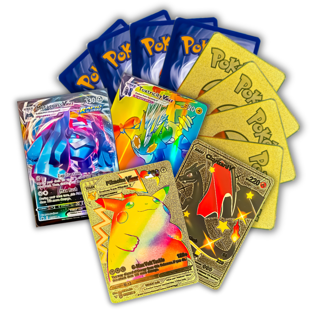 10 Cartas Pokemon Douradas Sem Repetidas