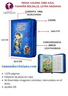 BIBLIA AMIGOS POR SIEMPRE AZUL CON CIERRE 96 ILUSTRACION A COLOR VR022cPZLMaPJR