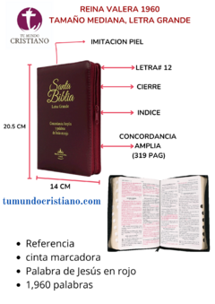 Biblia Reina Valera 1960 Mediana Letra Grande Imitación Piel Color Vino [RVR055CLGPJRZTIa]