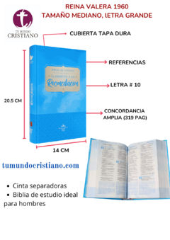 Biblia de Estudio Reconciliación Reina Valera 1960 Mediana Letra Grande Tapa Dura Azul [RVR063EELG]