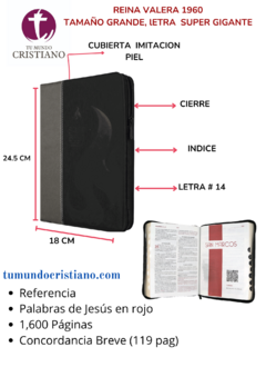 BIBLIA NEGRO CON GRIS CON GRABADO DE UNA LLAMA CON AYUDAS EN QR RVR086cZTILGi PJR