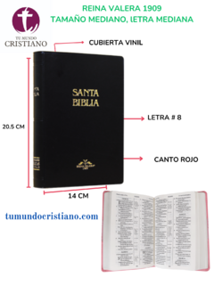 Biblia Reina Valera 1909 Mediana Letra Mediana Vinil Negro [VR052]